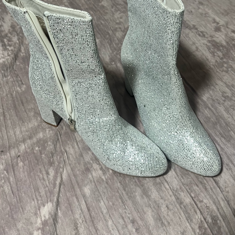 Sparkly Silver Stiletto Heeled Boots